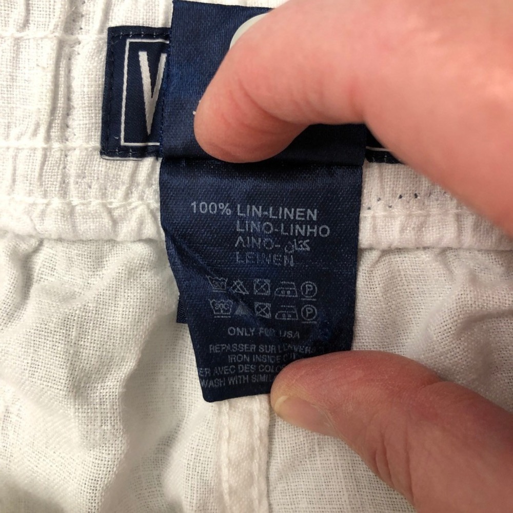 Vilebrequin Cargo Shorts Mens Small White 100% Linen Drawstring Elastic Waist View 6